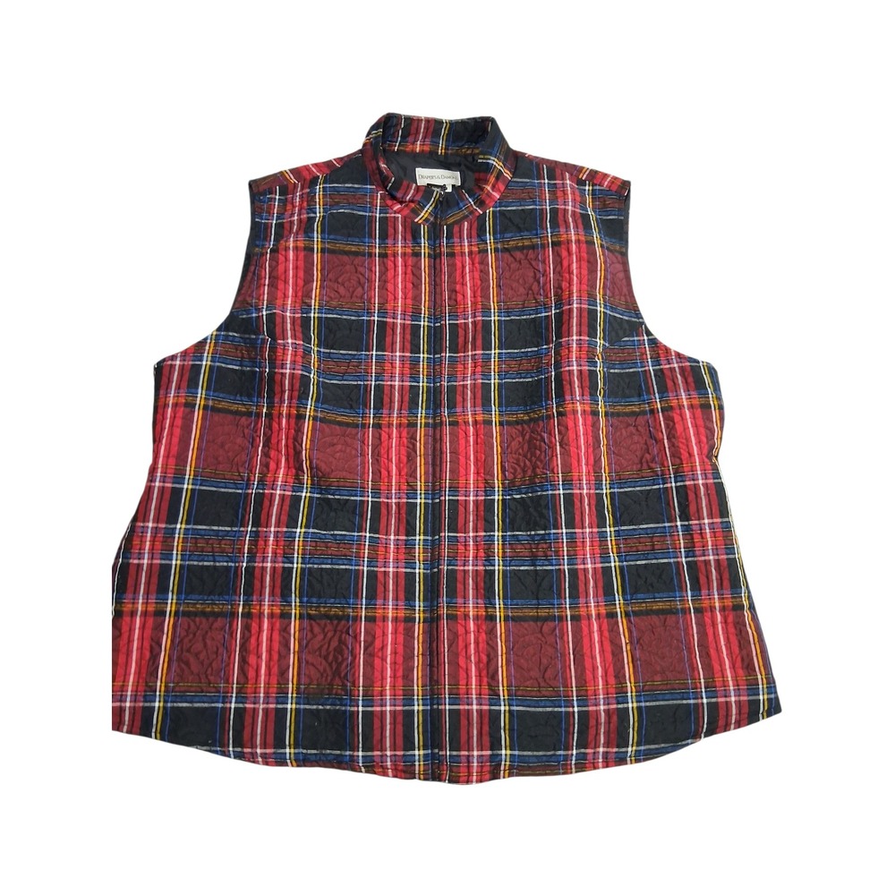 Vintage Drapers & Damons Quilted Women's Size 1X Plaid Preppy Casual Cozy Vest